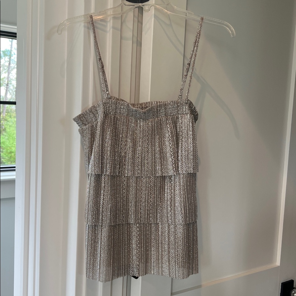 Anthropologie Metallic Knit Top